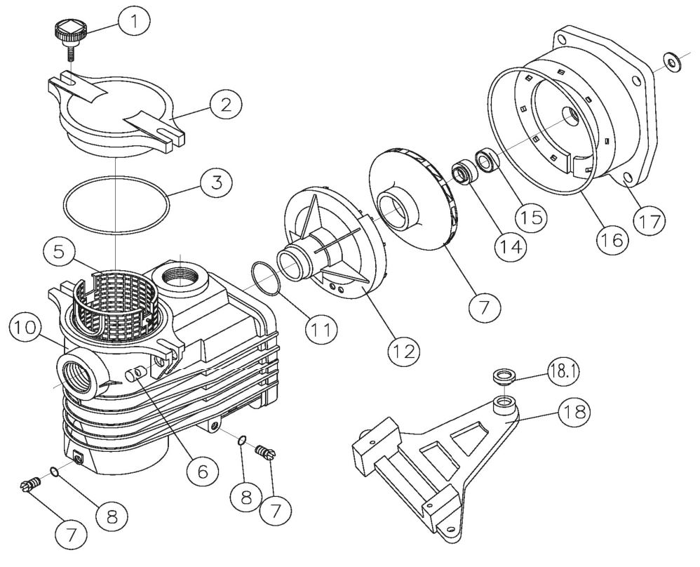 Pumpe Kripsol OK Ondina Delta II CK Caribe Explosionszeichnung