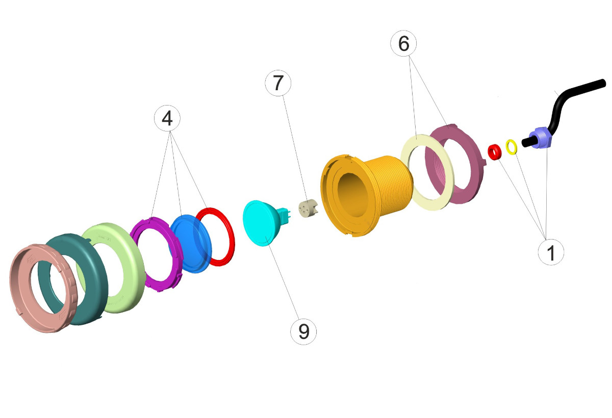 Astral Scheinwerfer Mini Explosionszeichnung