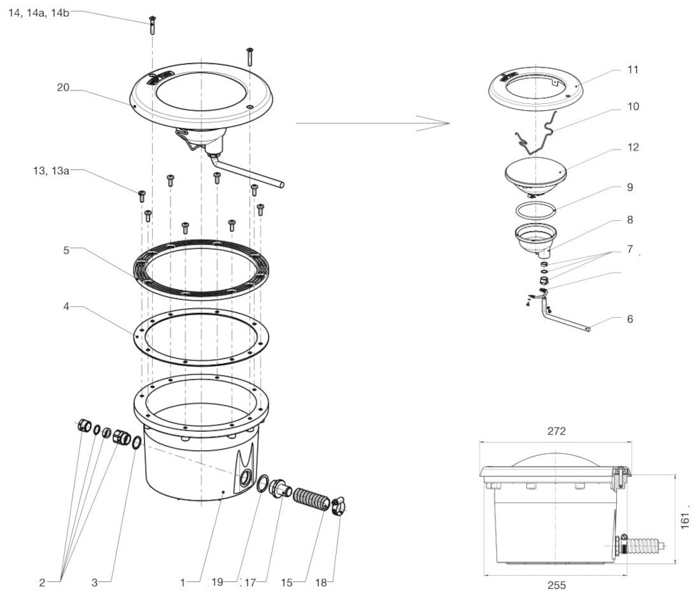 Neptun Scheinwerfer Explosionszeichnung